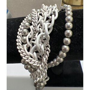 White Coated Link Multi-Strand Bracelet -- 7.5"
